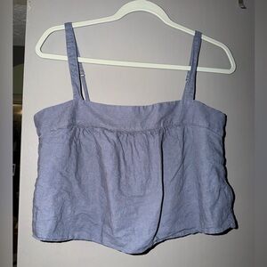 Abercrombie & Fitch Lavender Blue Linen-Blend Cropped Tank